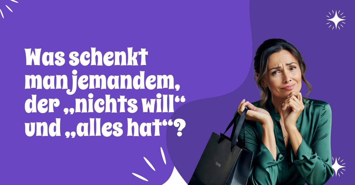 Nachdenkliche Person sucht Inspiration für ein Geschenk für jemanden, der nichts will