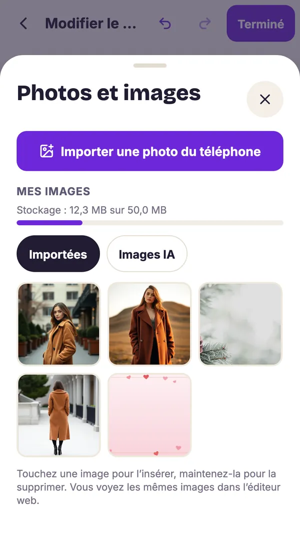 Capture d’écran de l’application GiftWeGo: Mes images, partagées avec le web