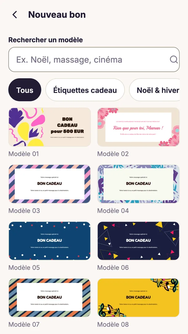 Capture d’écran de l’application GiftWeGo: Plus de 100 modèles de bons