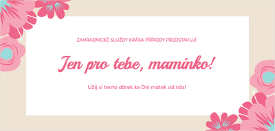 Šablona dárkového poukazu – Svátky (den, matek, maminka, květiny)