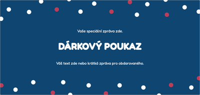 Šablona dárkového poukazu – Univerzální (puntíky, tmavě, modrá)
