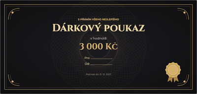 Šablona dárkového poukazu – Univerzální (elegantní, univerzální, zlatá, černá)