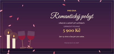 Šablona dárkového poukazu – Pro zamilované (romantický, pobyt, pro, dva)