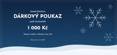 Šablona dárkového poukazu – Vánoce a zima (zima, vánoce, sníh, vločky)