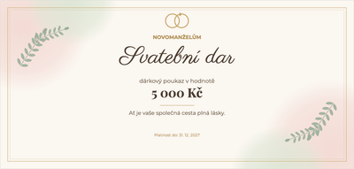 Šablona dárkového poukazu – Pro zamilované (svatba, novomanželé, svatební, dar)