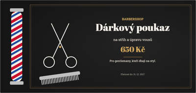 Šablona dárkového poukazu – Wellness a krása (barbershop, holič, vousy, střih)