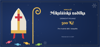 Šablona dárkového poukazu – Vánoce a zima (mikuláš, nadílka, sladkosti)