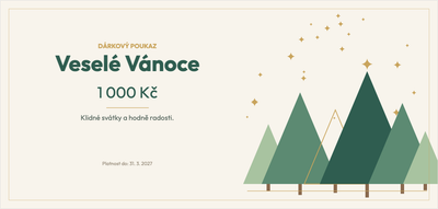 Šablona dárkového poukazu – Vánoce a zima (vánoce, moderní, minimalistické, stromky)