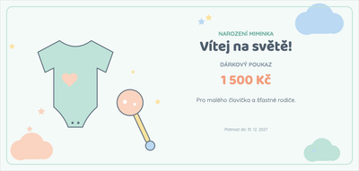 Šablona dárkového poukazu – Oslavy a příležitosti (miminko, narození, porod, baby)