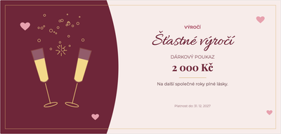 Šablona dárkového poukazu – Pro zamilované (výročí, svatby, šampaňské, láska)
