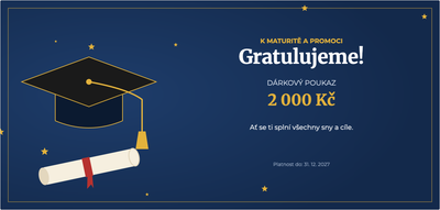 Šablona dárkového poukazu – Oslavy a příležitosti (maturita, promoce, absolvent, škola)