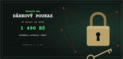 Šablona dárkového poukazu – Zážitky (úniková, hra, escape, room)