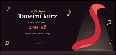 Šablona dárkového poukazu – Kurzy a hobby (tanec, taneční, kurz, salsa)