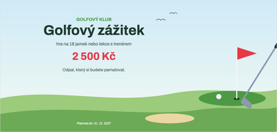 Šablona dárkového poukazu – Sport a pohyb (golf, hřiště, odpal)