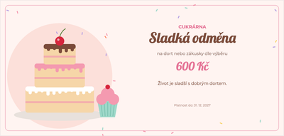 Šablona dárkového poukazu – Jídlo a pití (cukrárna, dort, zákusky, sladké)