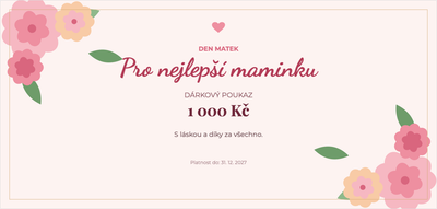 Šablona dárkového poukazu – Svátky (den, matek, maminka, květiny)