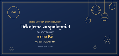 Šablona dárkového poukazu – Vánoce a zima (firemní, vánoce, poděkování, klientům)