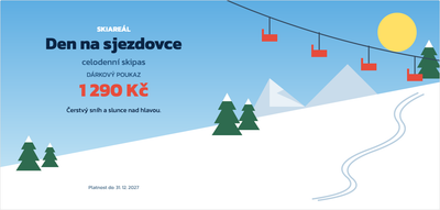 Šablona dárkového poukazu – Sport a pohyb (lyže, lyžování, skipas, hory)