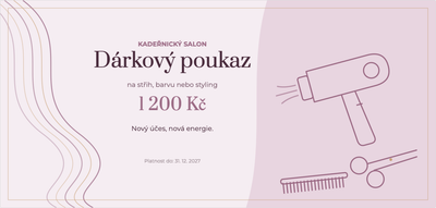 Šablona dárkového poukazu – Wellness a krása (kadeřnictví, kadeřník, účes, střih)