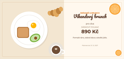 Šablona dárkového poukazu – Jídlo a pití (brunch, snídaně, kavárna)