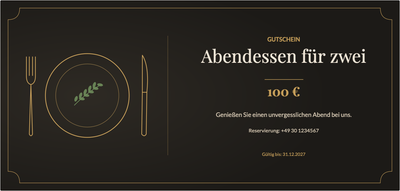 Gutscheinvorlage – Essen & Trinken (restaurant, abendessen, für, zwei)