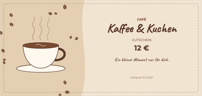 Gutscheinvorlage – Essen & Trinken (café, kaffee, kuchen)