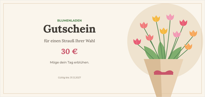 Gutscheinvorlage – Geschäfte & Services (blumenladen, florist, blumenstrauß, tulpen)