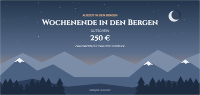 Gutscheinvorlage – Reisen (berge, wochenende, auszeit, hütte)
