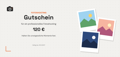 Gutscheinvorlage – Erlebnisse (fotoshooting, fotograf, fotografie)