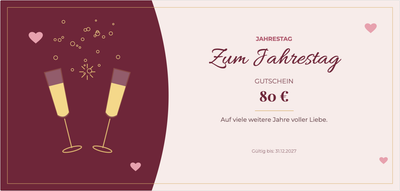 Gutscheinvorlage – Für Verliebte (jahrestag, champagner, liebe)