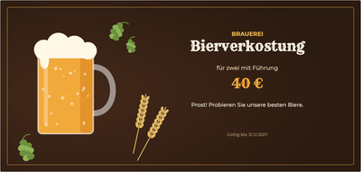 Gutscheinvorlage – Essen & Trinken (brauerei, bier, verkostung)