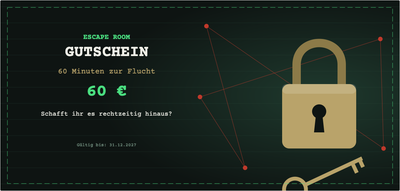 Gutscheinvorlage – Erlebnisse (escape, room, rätsel, spiel)