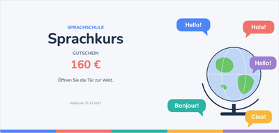 Gutscheinvorlage – Kurse & Hobbys (sprachkurs, englisch, sprachen)