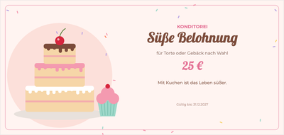 Gutscheinvorlage – Essen & Trinken (konditorei, torte, gebäck, süß)