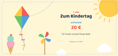 Gutscheinvorlage – Für Kinder (kindertag, drachen, eis)