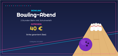 Gutscheinvorlage – Sport & Outdoor (bowling, kegel, kugel)
