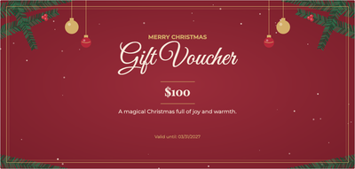 Gift voucher template – Christmas & winter (christmas, classic, baubles, pine)