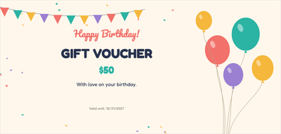 Gift voucher template – Celebrations (birthday, balloons, celebration, party)