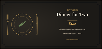 Make your own Christmas gift voucher – Dinner for two