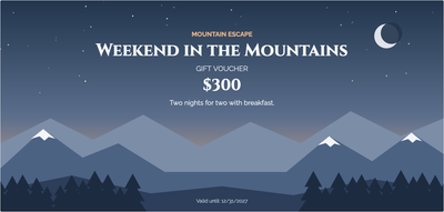 Gift voucher template – Travel (mountains, weekend, getaway, cabin)