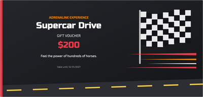 Gift voucher template – Experiences (supercar, drive, adrenaline, racing)