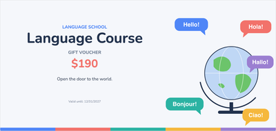 Gift voucher template – Classes & hobbies (language, course, english, school)