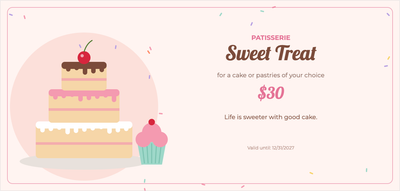 Gift voucher template – Food & drink (patisserie, cake, pastries, sweets)