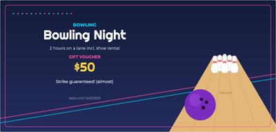 Gift voucher template – Sport & outdoors (bowling, pins, ball)