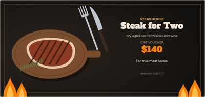 Gift voucher template – Food & drink (steak, meat, restaurant, grill)