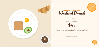 Gift voucher template – Food & drink (brunch, breakfast, cafe)