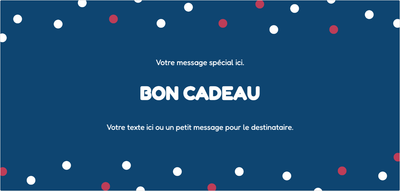 Modèle de bon cadeau – Universel (pois, bleu, marine)