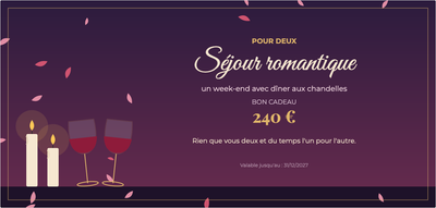 Modèle de bon cadeau – Pour les amoureux (séjour, romantique, pour, deux)