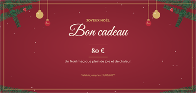 Modèle de bon cadeau – Noël & hiver (noël, classique, boules, sapin)