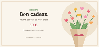 Modèle de bon cadeau – Boutiques & services (fleuriste, fleurs, bouquet, tulipes)